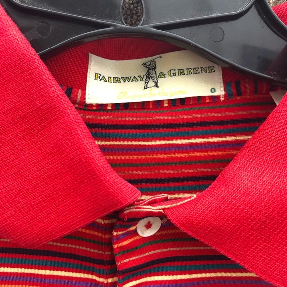 Fairway And Greene Red Stripe Golf Shirt Size L - Picture 6 of 6